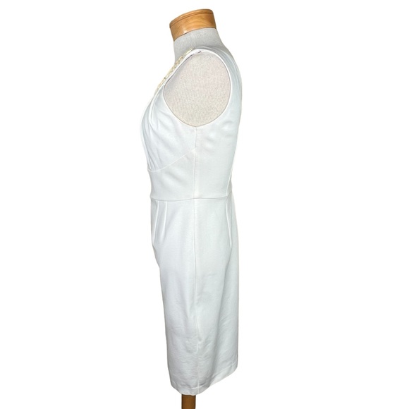 Trina Turk Ivory White Knit Cocktail Sheath Dress Faceted Beaded Neckline 4 NWT - Picture 9 of 15